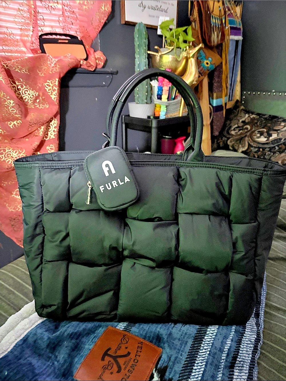 Furla Quilted Tote in Black